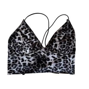 Hayden Los Angeles Velvet Cheetah Bralette Crop Top Gray Black OS